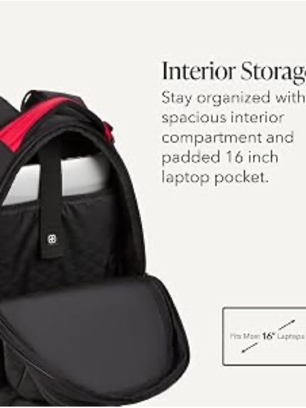 SWISSGEAR Cecil Laptop Backpack 27.3L, Fits 16-Inch Laptops, Black - Picture 6 of 12